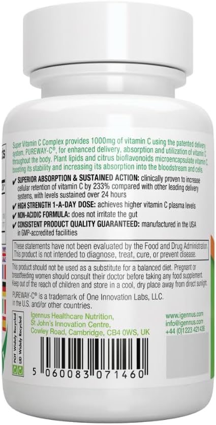 Super B-Complex  Super Vitamin C-Complex Vegan Bundle, Methylated Sustained Release B Complex and 1000mg High Absorption Vitamin C, by Igennus