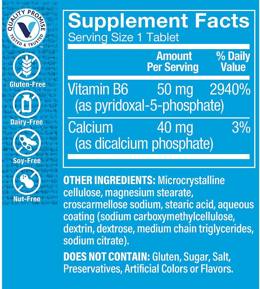 The Vitamin Shoppe P-5-P (Pyridoxal-5-Phosphate) 50MG, Coenzyme Form of Vitamin B6, Amino Acid That Supports Protein Metabolism, Neurotransmitter Synthesis (100 Tablets)