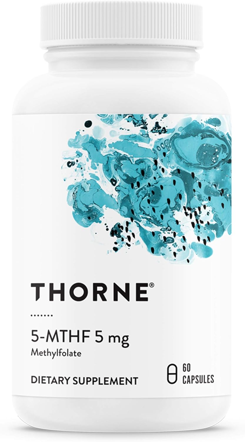 THORNE 5-MTHF 5mg - Methylfolate (Active B9 Folate) Supplement - Supports Cardiovascular Health, Fetal Development, Nerve Health, Methylation, and Homocysteine Levels - 60 Capsules