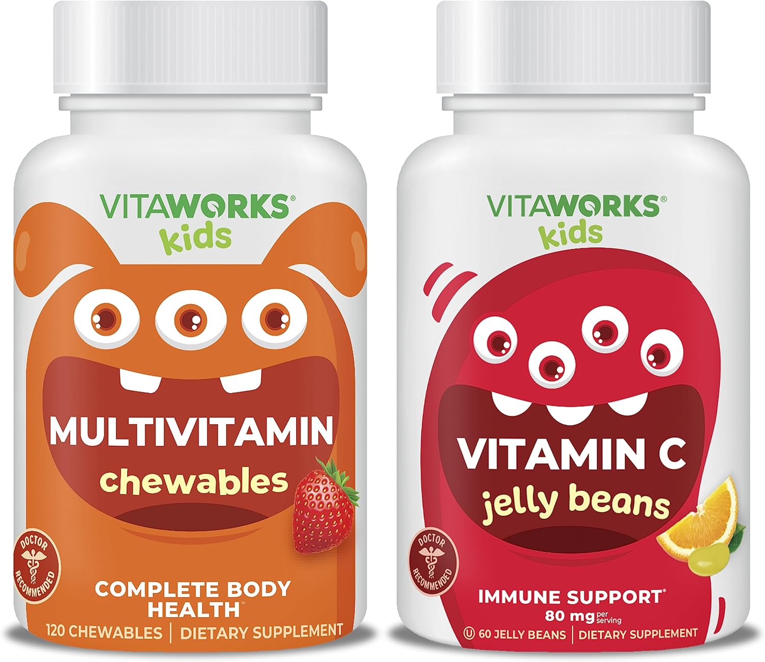 VitaWorks Kids Multivitamin Chewables + Vitamin C 80mg Jelly Beans Bundle