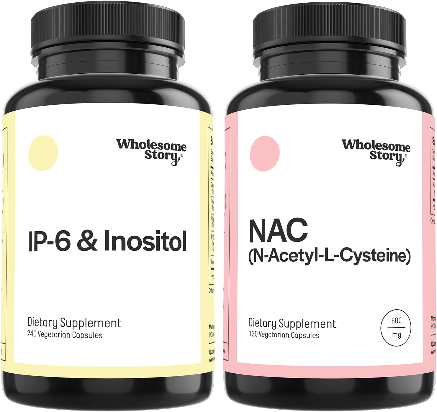 Wholesome Story IP6 Inositol Capsules for Immune Health Support + NAC Supplement N-Acetyl Cysteine 600 mg | Antioxidant, Vegan  Gluten-Free | 60 Day  120 Day Supply