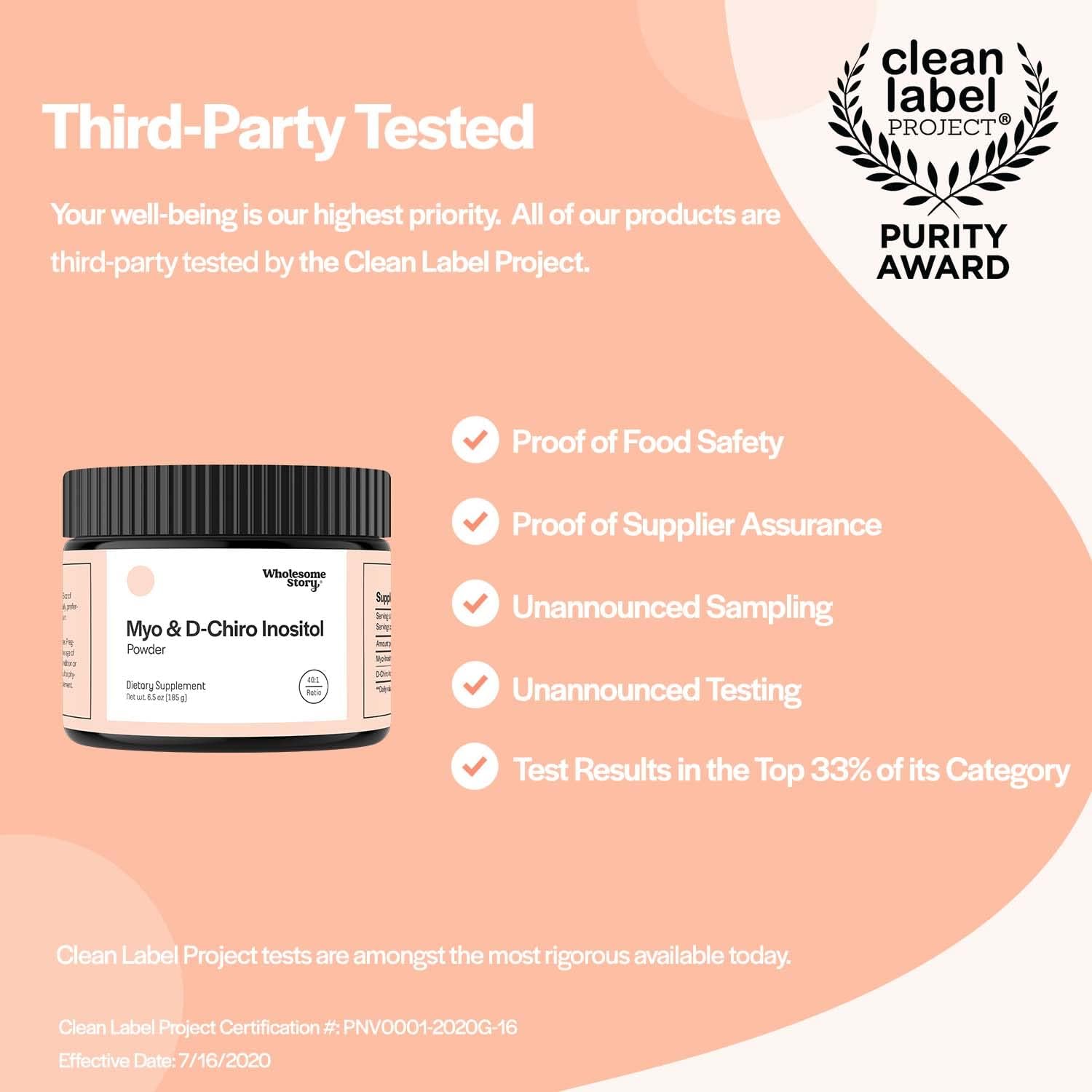 Wholesome Story Myo  D-Chiro Inositol Powder (90-Day Supply) + Vitex | Hormone Balance, Healthy Ovarian Function  Fertility Support | Vegan Friendly