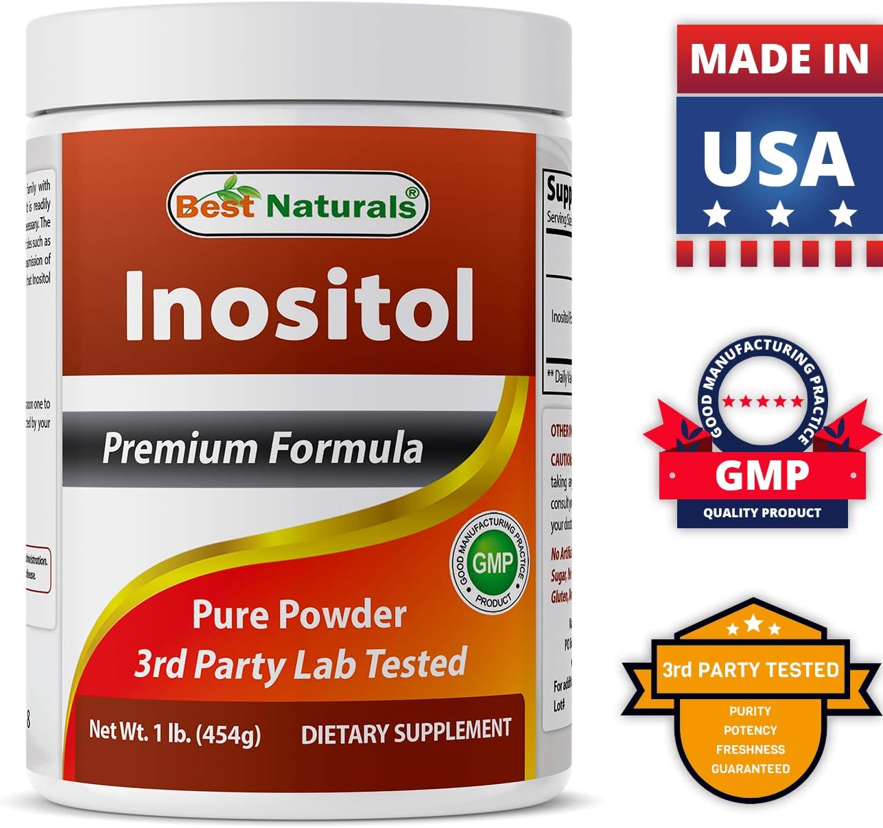 Best Naturals Inositol Powder 1 Lb  L-Theanine 200mg