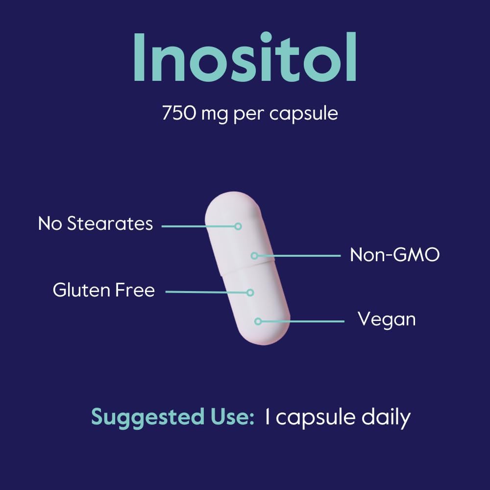 BESTVITE Inositol 750 mg as Myo Inositol (120 Vegetarian Capsules) - No Stearates - Vegan - Non GMO - Gluten Free
