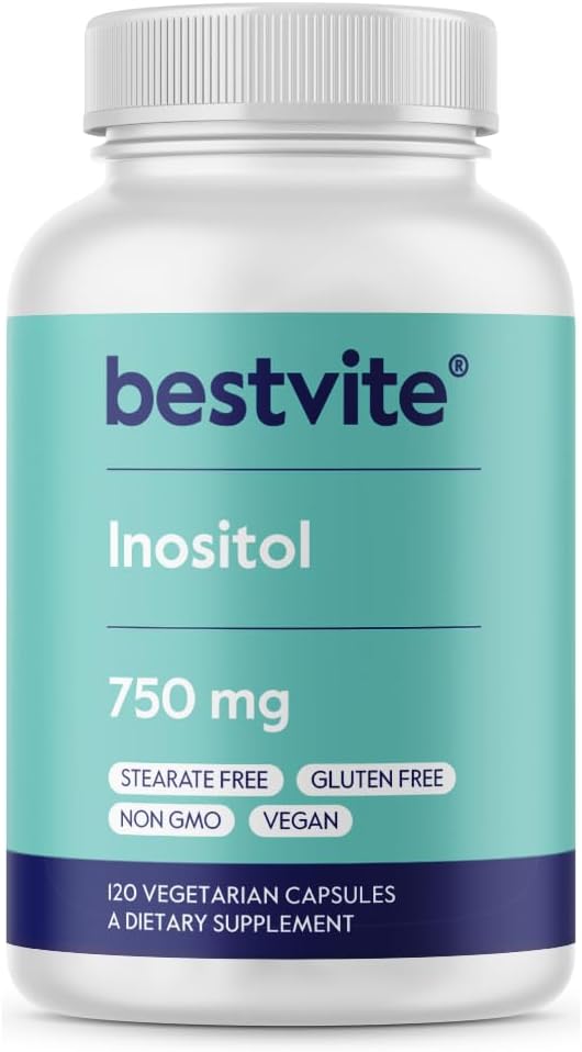 BESTVITE Inositol 750 mg as Myo Inositol (120 Vegetarian Capsules) - No Stearates - Vegan - Non GMO - Gluten Free