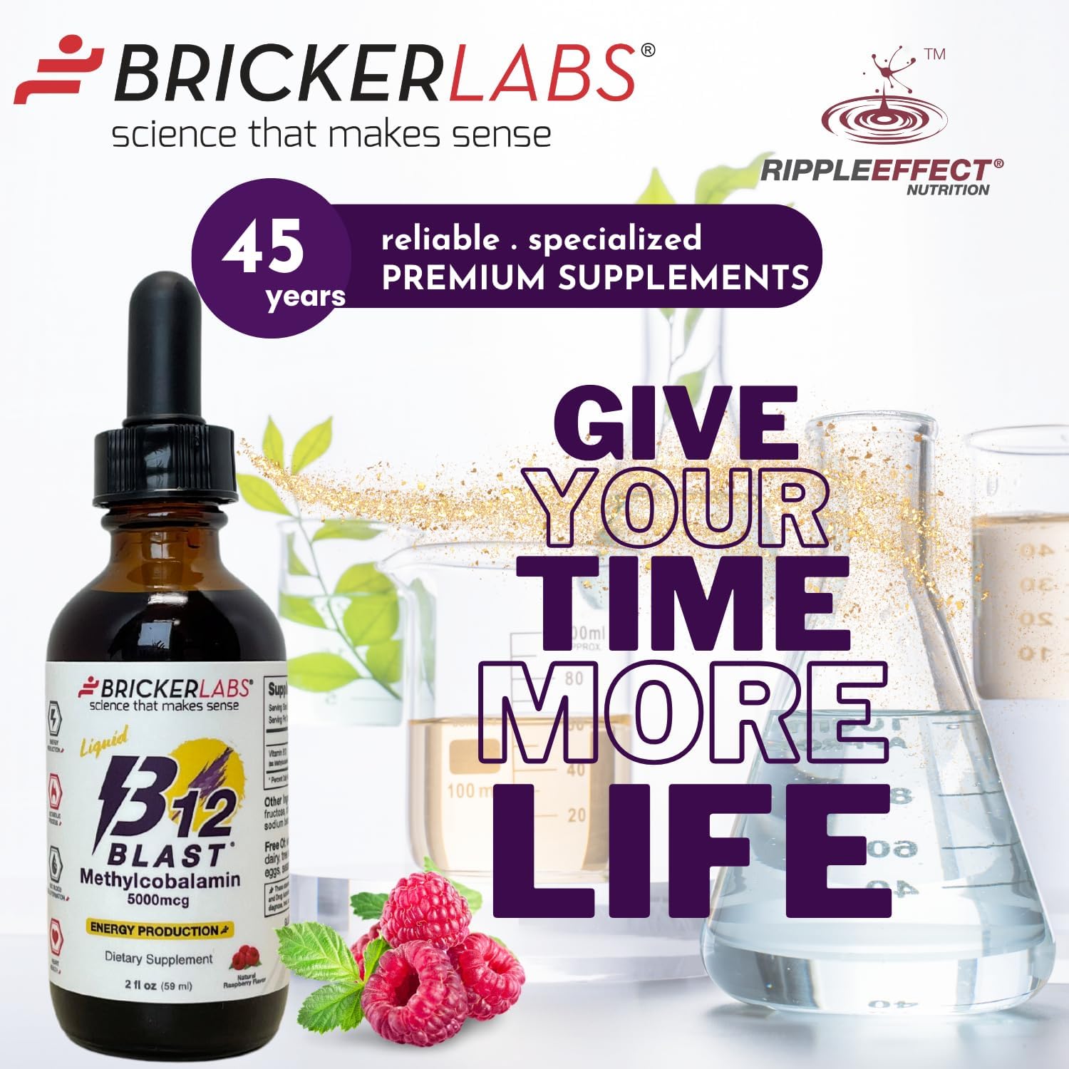 Bricker Labs B12 Blast Methylcobalamin Liquid Vitamin B12, Energy Vitamins, Energy Supplement (1000mcg)