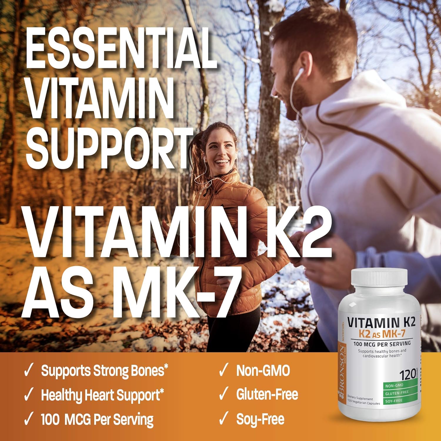 Bronson Vitamin K2 as MK-7 Menaquinone 100 mcg 120 Capsules + Vitamin D3 10,000 IU 360 Tablets + Zinc Triple Play 30 mg 100 Capsules