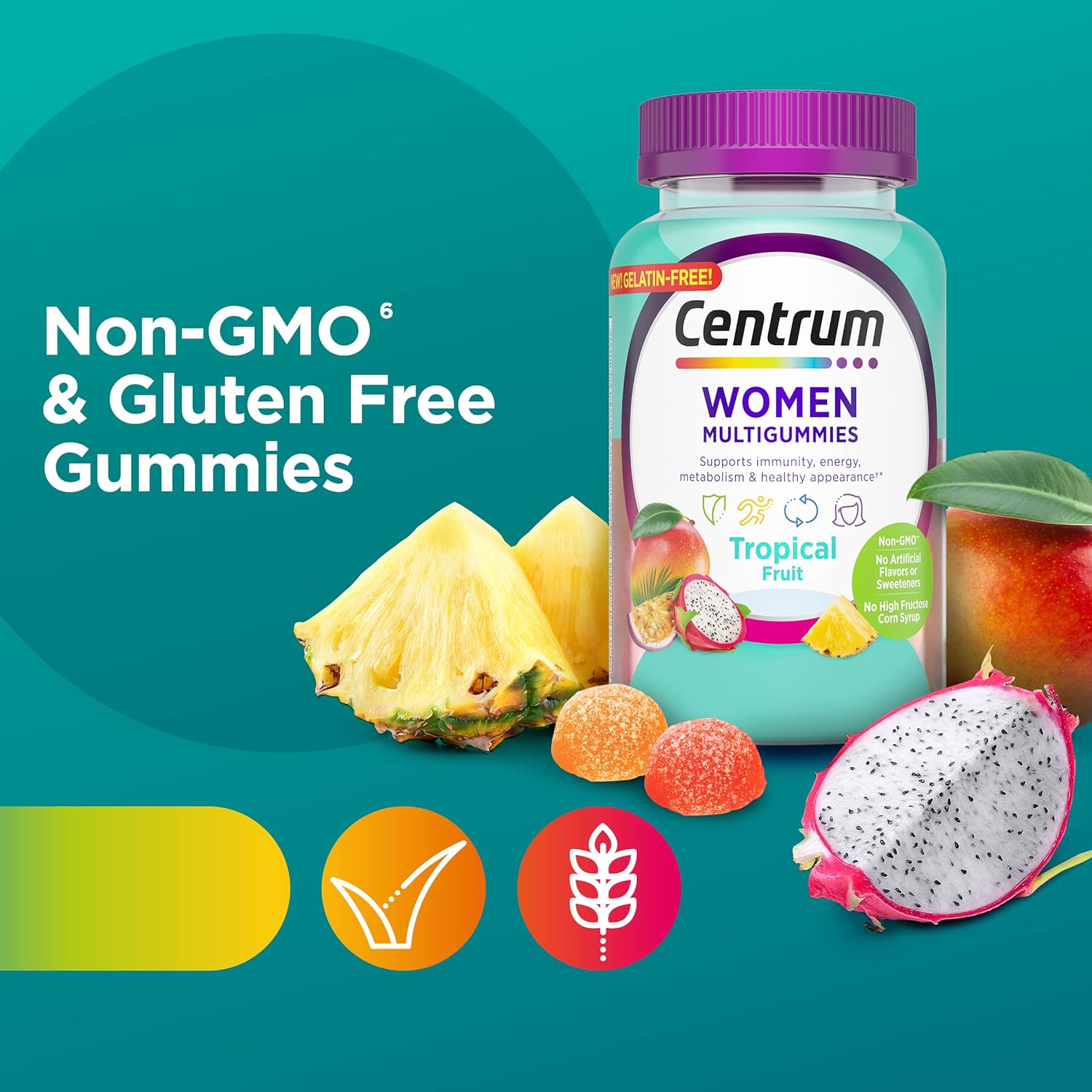 Centrum Womens Multivitamin Gummies, Tropical Fruit Flavors Made from Natural Flavors, 150 Count, 75 Day Supply