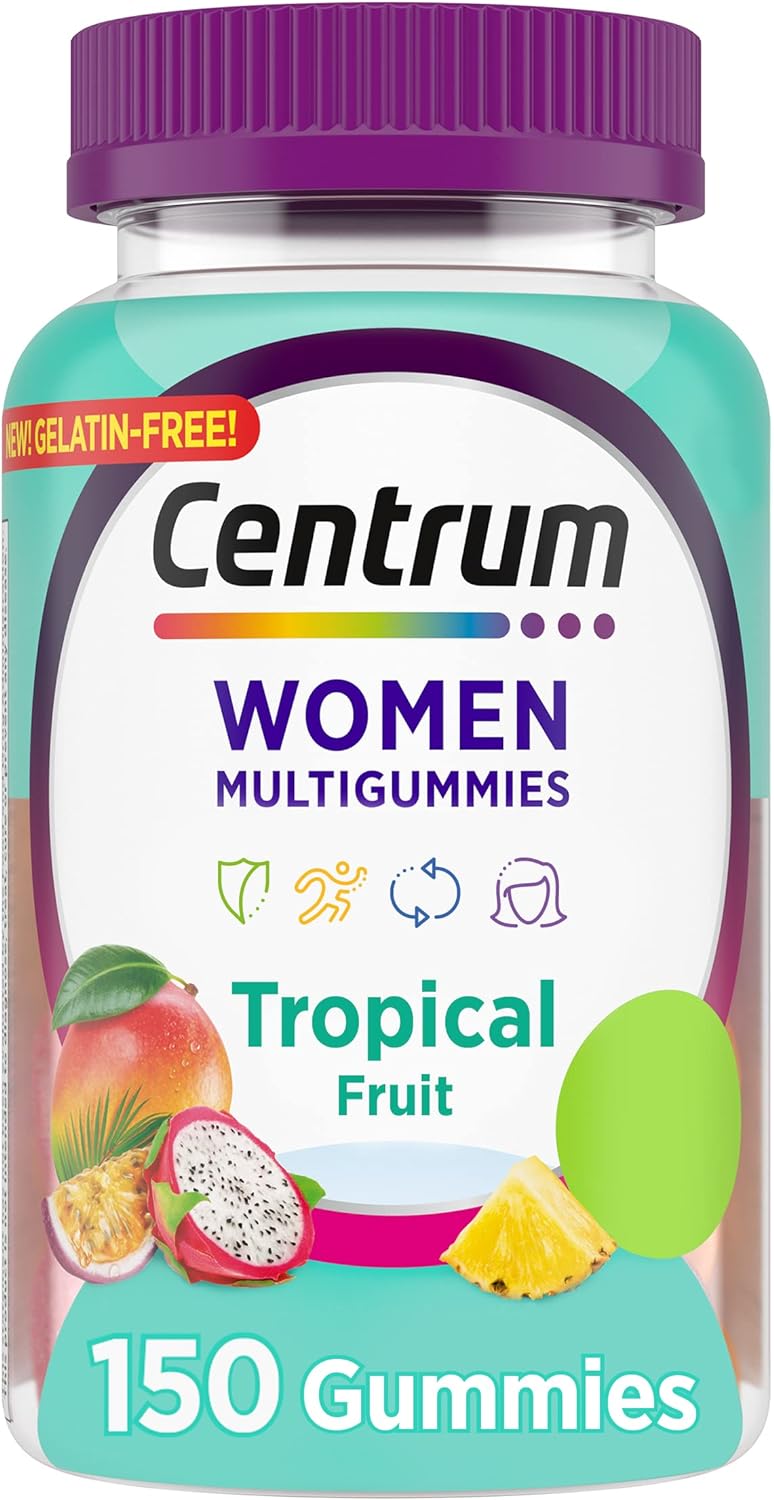 Centrum Womens Multivitamin Gummies, Tropical Fruit Flavors Made from Natural Flavors, 150 Count, 75 Day Supply