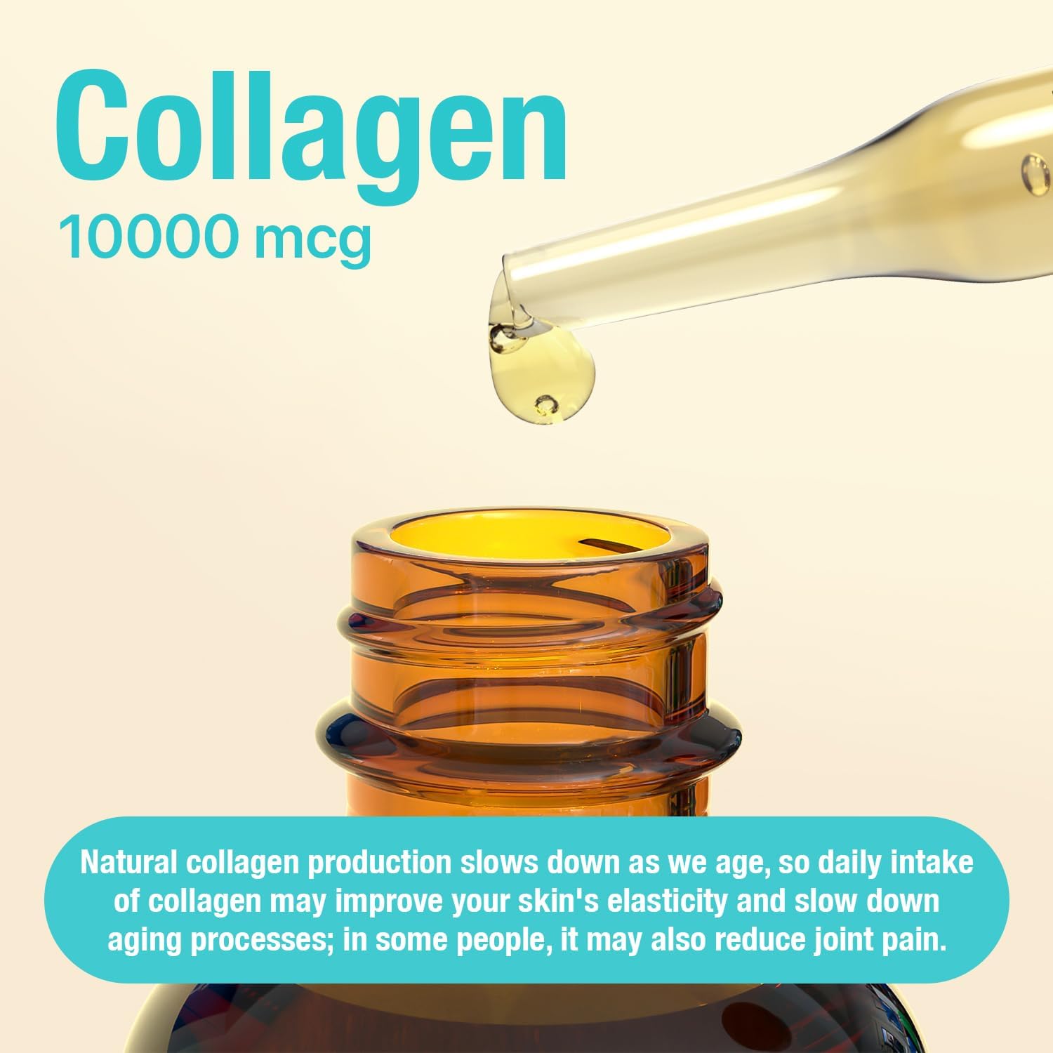 Collagen and Biotin Liquid Drops 15000mcg – Natural Hair Skin Nails Vitamins – Support Fast Hair Growth – Collagen 10000mcg, Biotin 5000mcg – Rapid Absorption – 2 Fl Oz