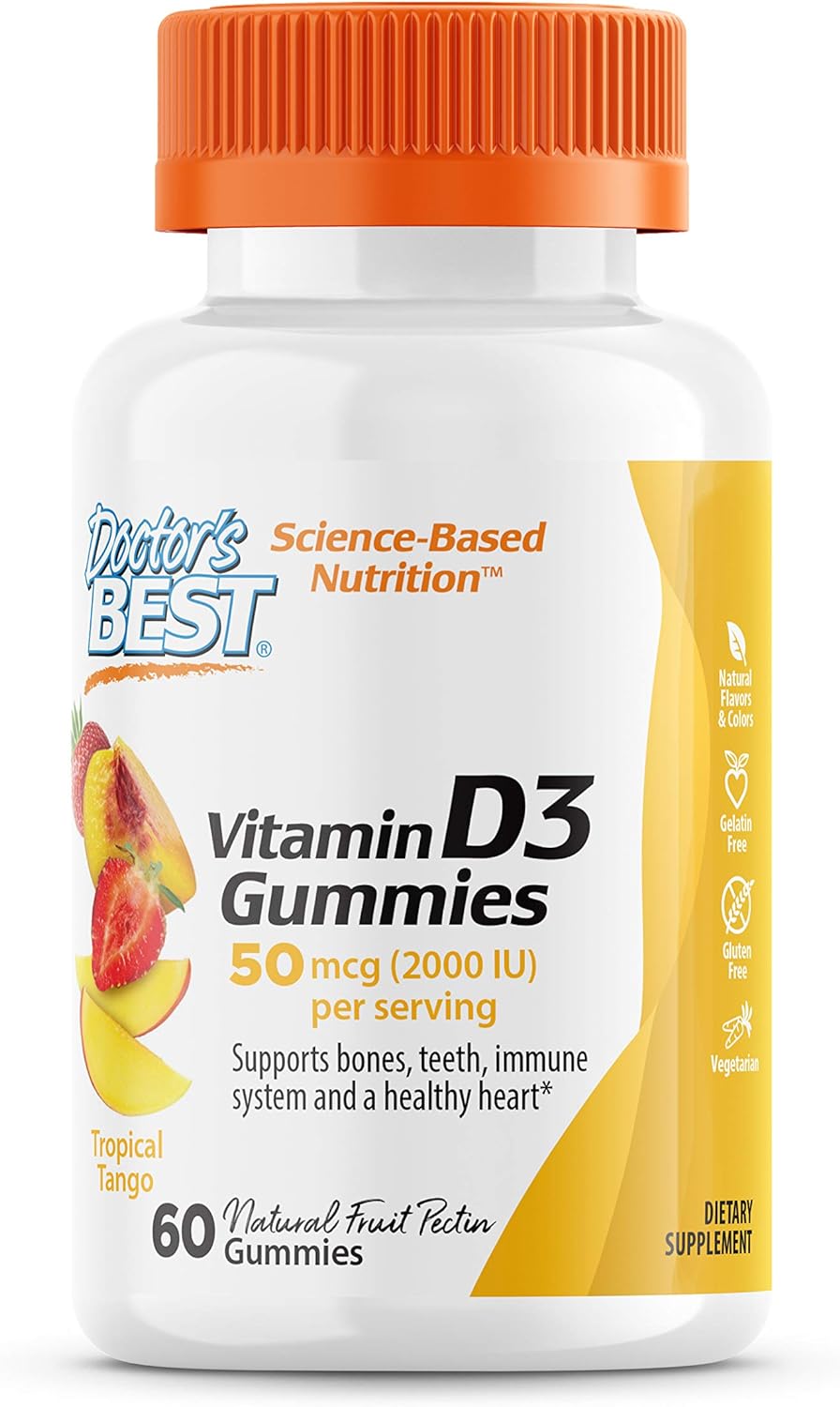 Doctors Best Vitamin D3 Gummies to Support Healthy Bones Immune System and Heart Health, Tropical Tango, 60 Count