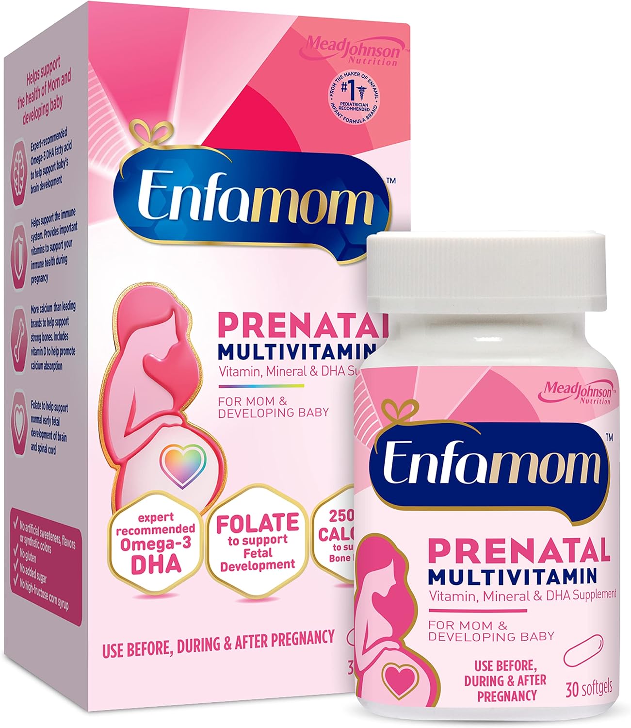 Enfamil Enfamom Prenatal Vitamin  Mineral, Supplement for Women with Calcium, Vitamin D, Vitamin C, Omega 3 DHA, 30 softgels (1 month supply)