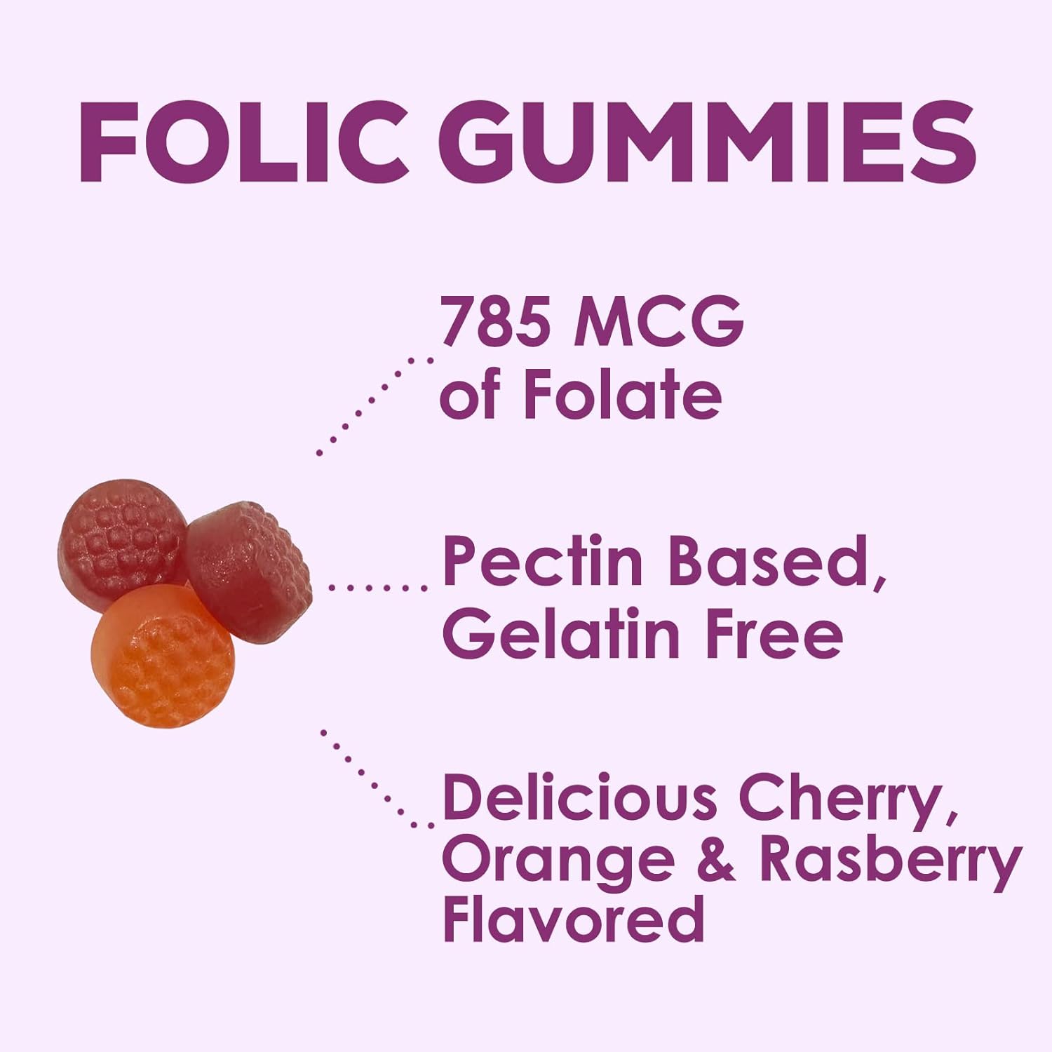 Folic Acid Gummies for Women 785 mcg, Essential Prenatal Vitamins for Mom  Baby, Vegan Folic Acid Supplement Gummy, B9 Chewable Extra Strength Folate for Before During After Pregnancy - 60 Gummies
