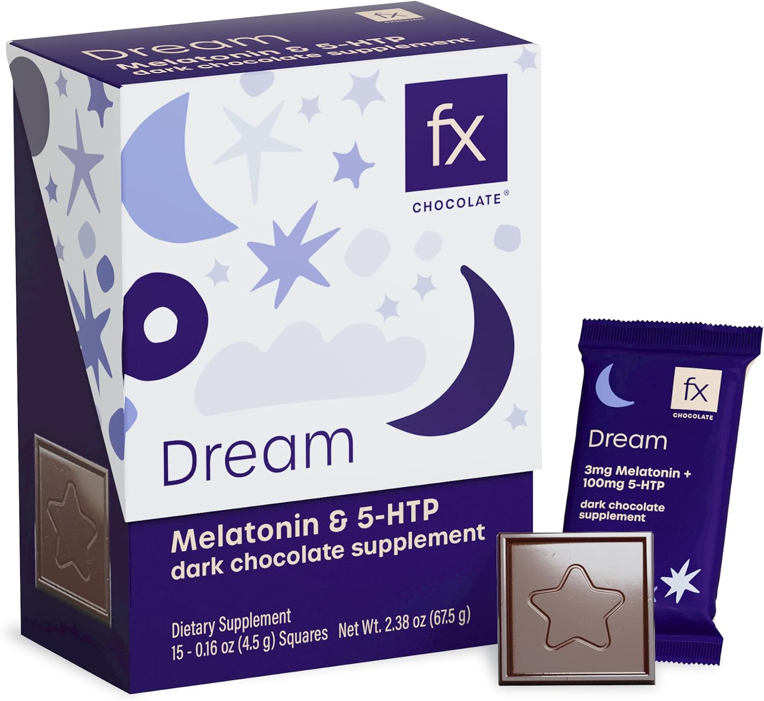 FX CHOCOLATE Rested and Radiant Set - Dream + Sunshine Chocolate Supplements - Melatonin and Vitamin D Chocolates - Delicious, Non-GMO and Sugar Free (2 Boxes of 15/30 Count Total)