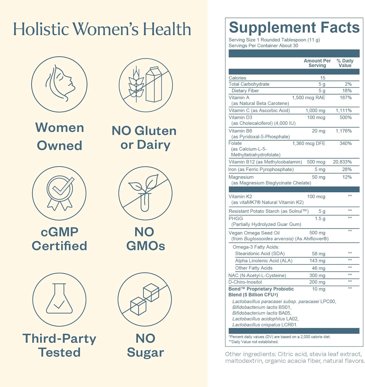 Hormone Balance for Women - Prenatal Vitamins - Supports Menstrual Cycles, Ovulation, Nutrient Levels - Folate, Folic Acid, Inositol, Probiotics, NAC, Vitamin C + Antioxidants - 30 serv