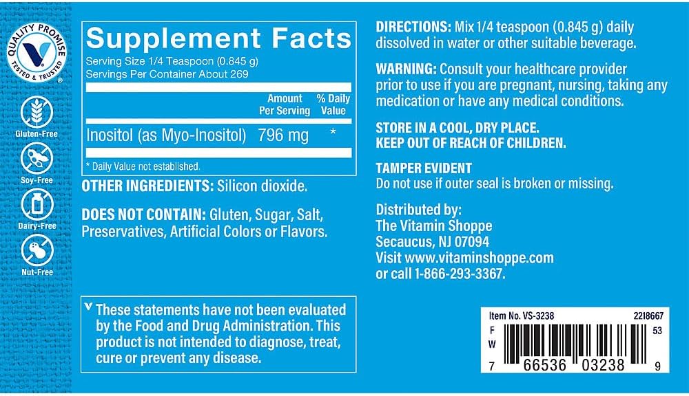 Inositol Powder - Supports Brain Health - Unflavored (8 oz./269 Servings)