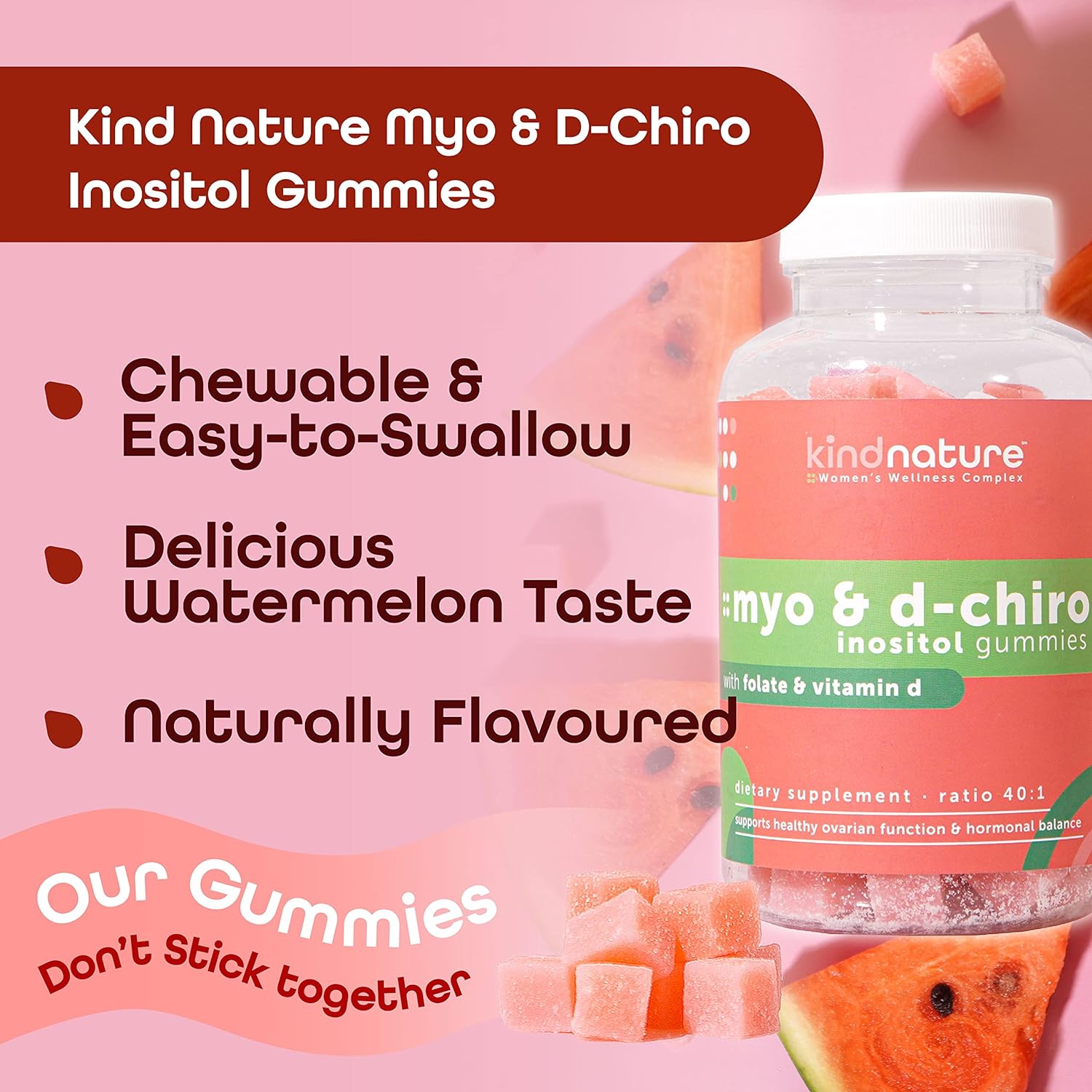 Kind Nature Dual-Pack: Myo-Inositol  D-Chiro Gummies for Women’s Health  High Absorption Magnesium Gummies for Calm  Sleep