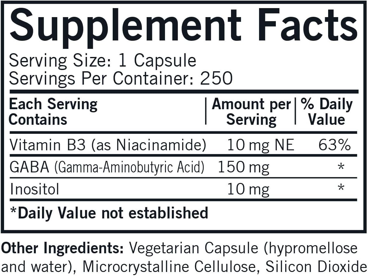 Kirkman - GABA with Niacinamide  Inositol - 250 Capsules - Supports Relaxation - Supports Restful Sleep - Hypoallergenic