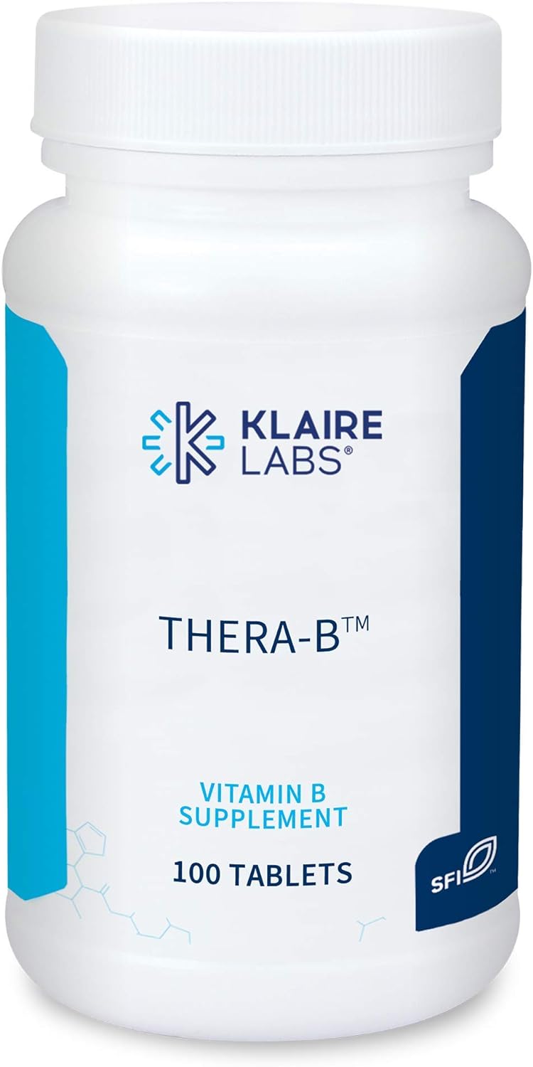 Klaire Labs Thera-B - Essential Vitamin B Complex, Hypoallergenic Formula with Activated Metafolin Folate (L-5-MTHF), Biotin  Methylcobalamin (100 Tablets)