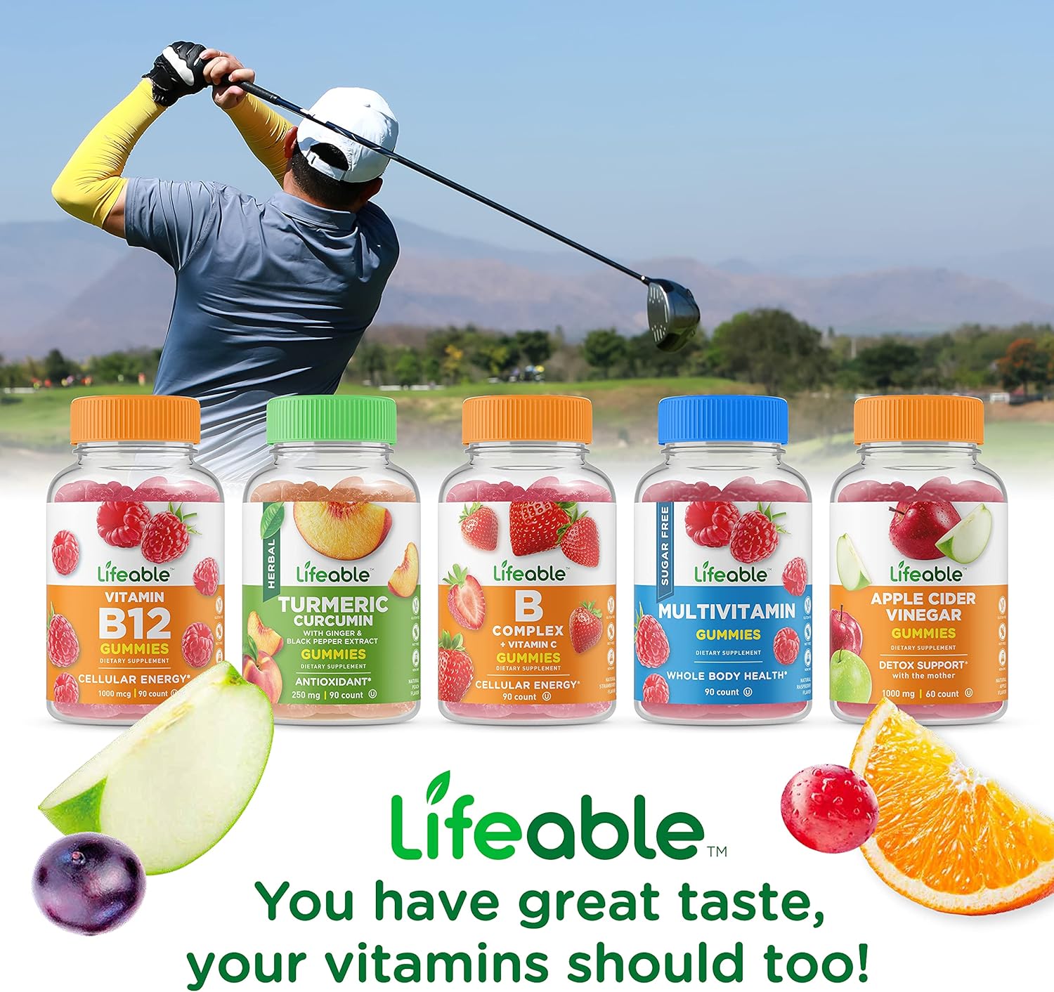 Lifeable B Complex + Vitamin C 750mg, Gummies Bundle - Great Tasting, Vitamin Supplement, Gluten Free, GMO Free, Chewable