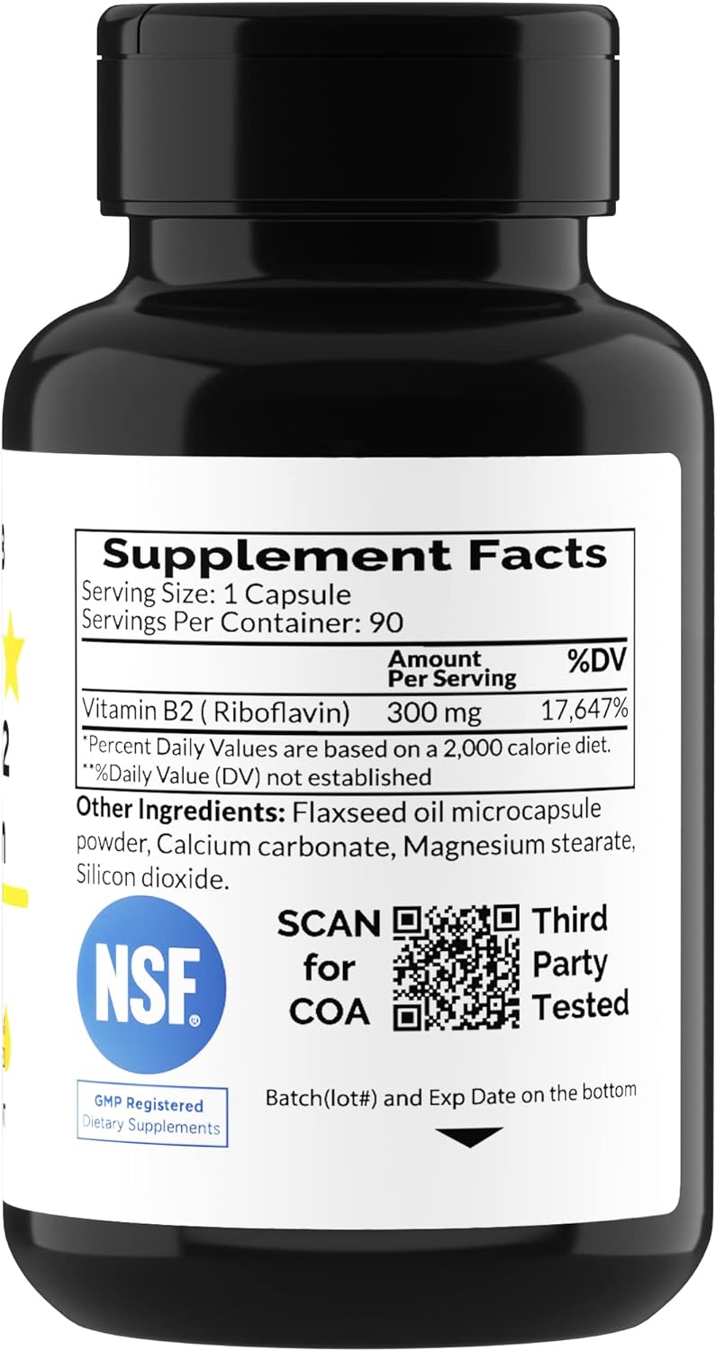 MONOHERB Vitamin B2 300 mg Riboflavin - Against Migraine - 90 Capsules