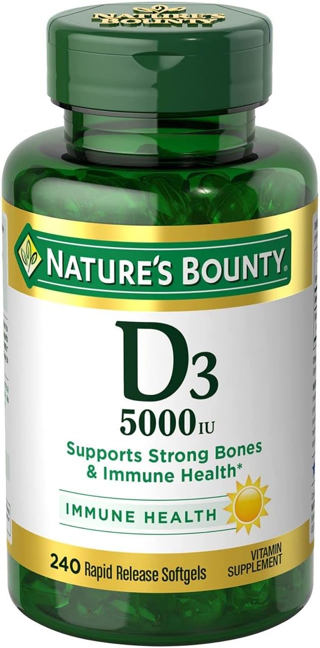 Natures Bounty Vitamin D3, Immune Support, 125 mcg (5000iu), Rapid Release Softgels, 240 Ct