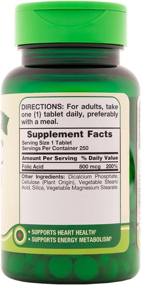 Natures Truth Folic Acid 800 Mcg 250 Tabs, 250 Count (Pack of 3)