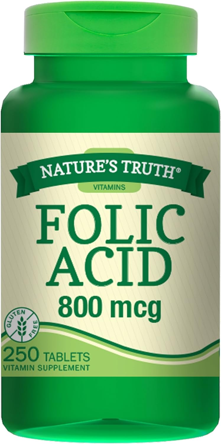 Natures Truth Folic Acid 800 Mcg 250 Tabs, 250 Count (Pack of 3)