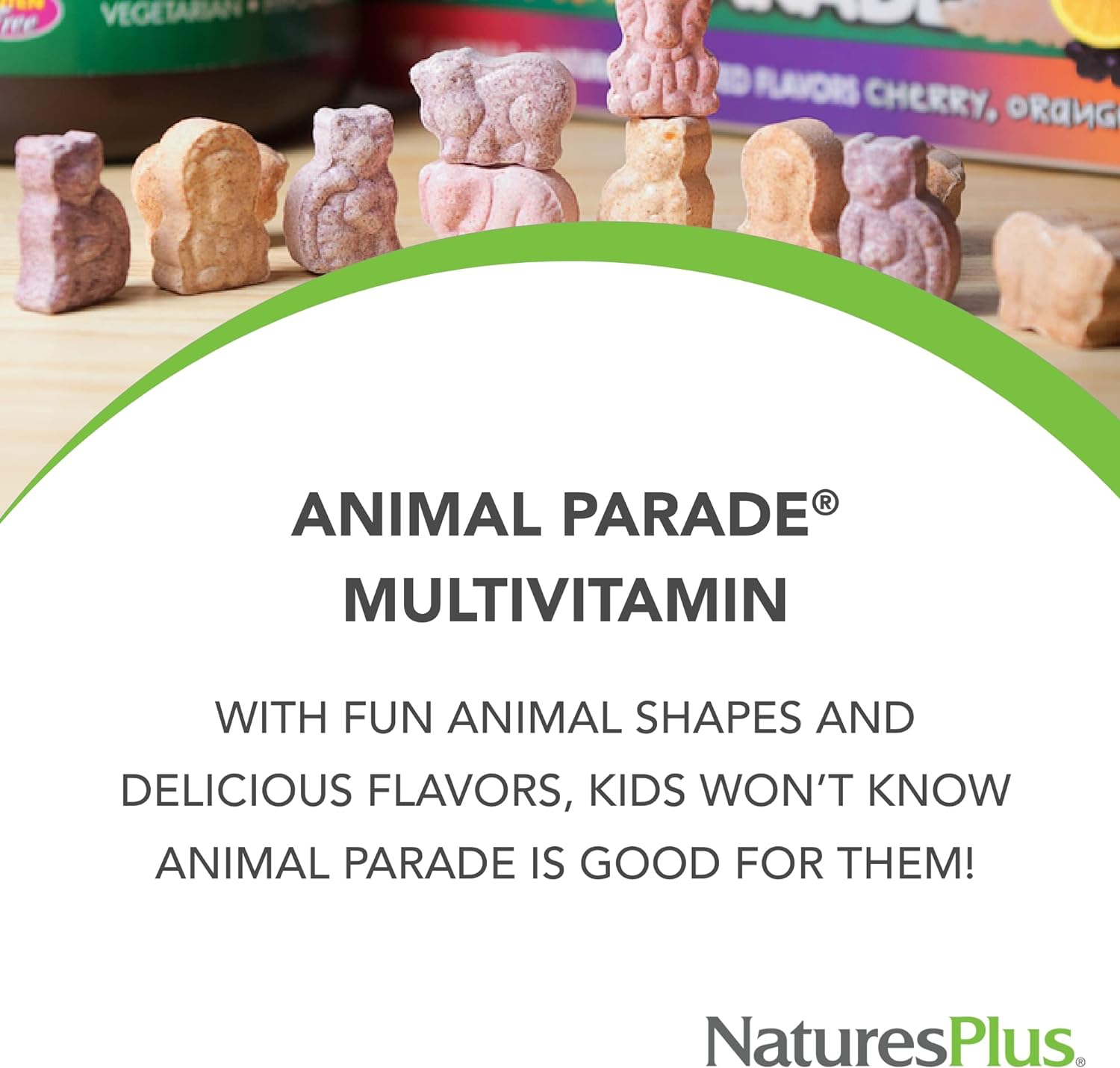 NaturesPlus Animal Parade Childrens Chewable Multivitamin - 180 Animal-Shaped Tablets, Pack of 2 - Natural Assorted Flavors - Vegan, Gluten Free - 180 Total Servings