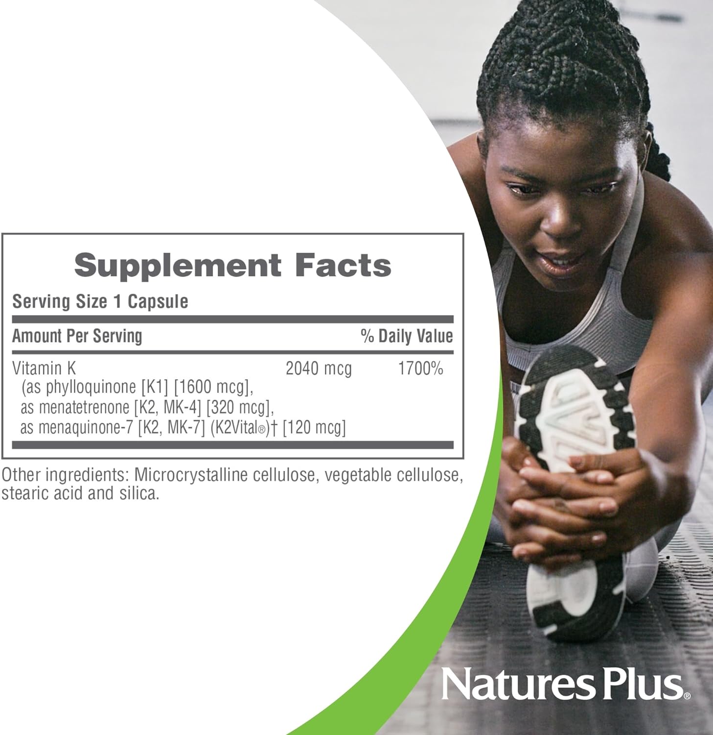 NaturesPlus PRO Super K Complex - 60 Capsules - Promotes Healthy Calcium Metabolism - Includes Vitamins K1  K2 - Non-GMO, Vegan  Gluten Free - 60 Servings