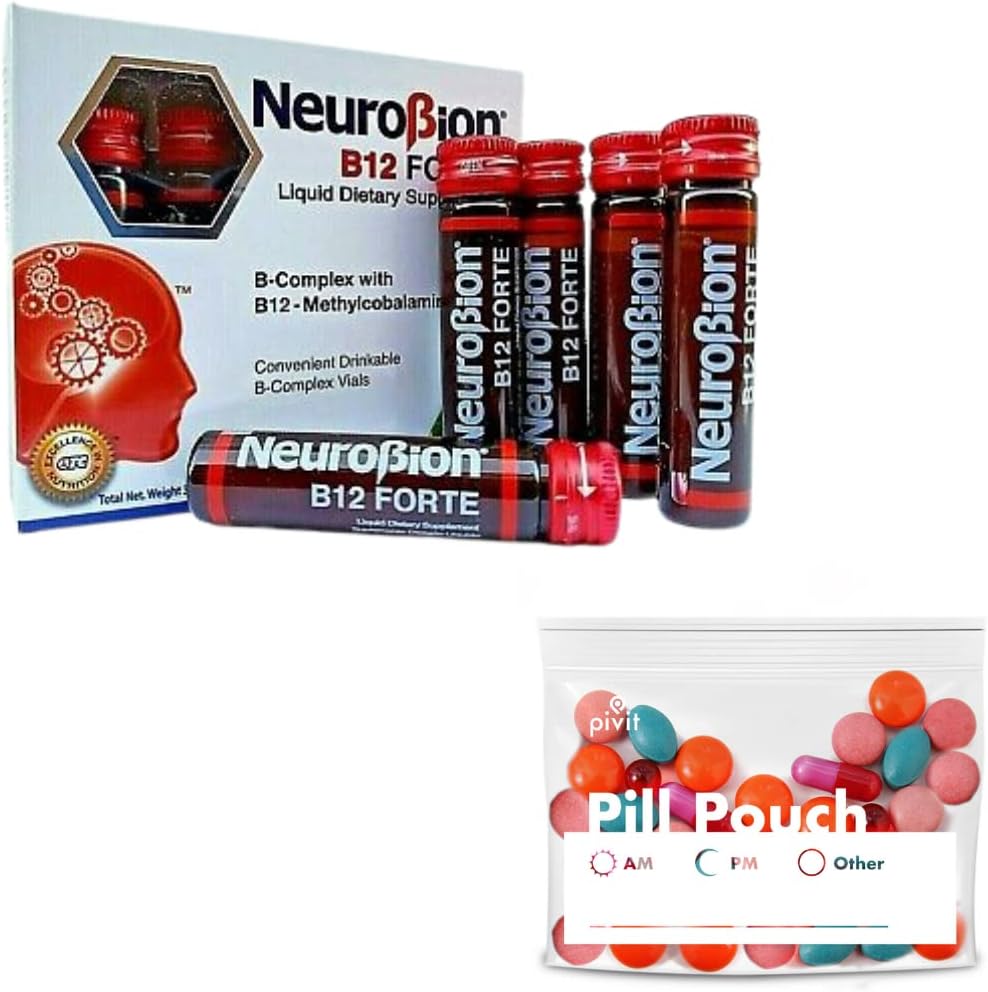 Neurobion Pack B12 Forte 2 Box 10 Vials x 10 ml + Homestuff Pill Pouches Clear Resealable