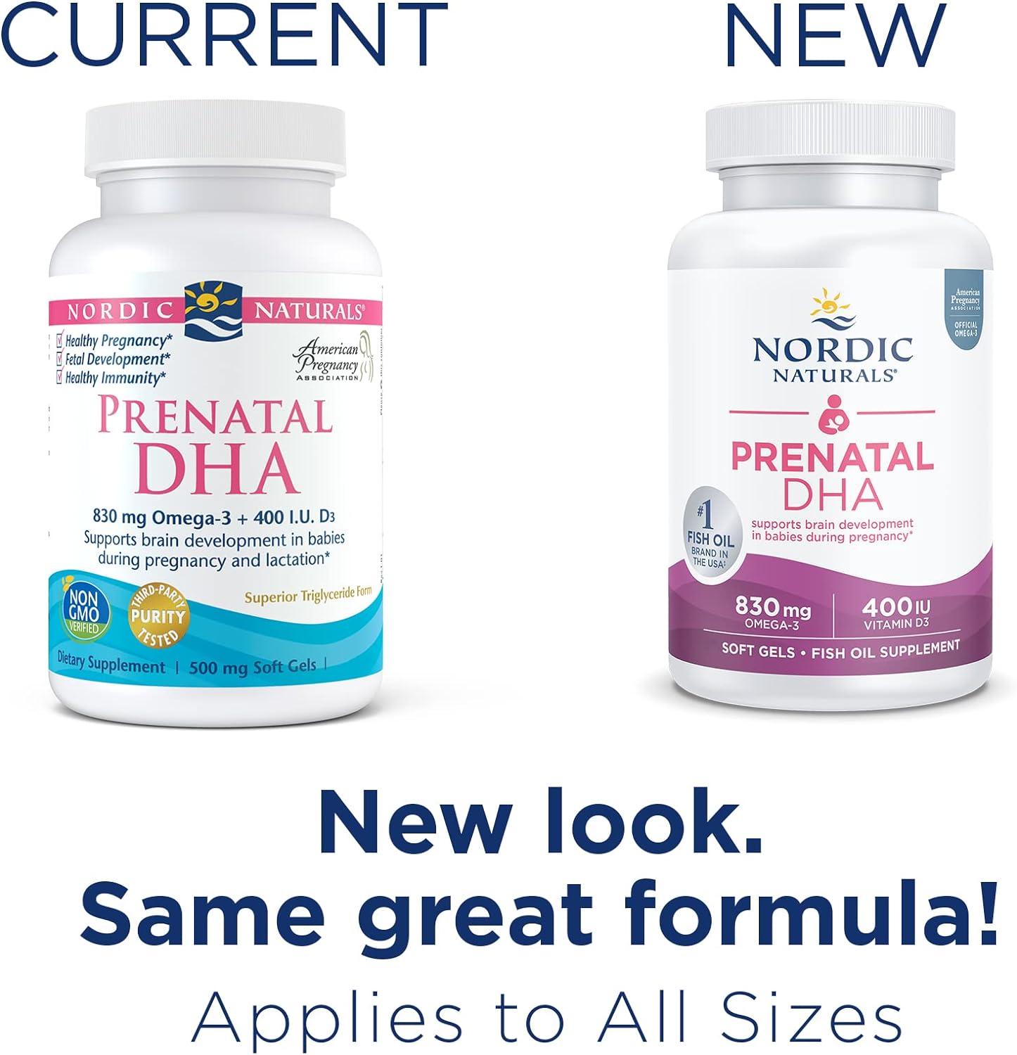 Nordic Naturals Prenatal DHA, Unflavored - 90 Soft Gels - 830 mg Omega-3 + 400 IU Vitamin D3 - Supports Brain Development in Babies During Pregnancy  Lactation - Non-GMO - 45 Servings