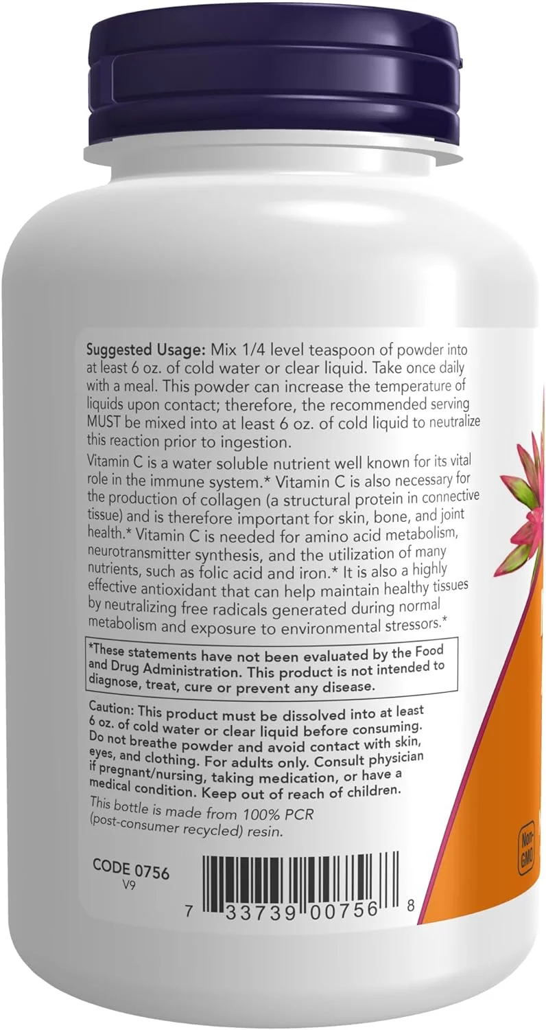 NOW Supplements, Magnesium Ascorbate Powder, Buffered, Antioxidant Protection*, 8-Ounce