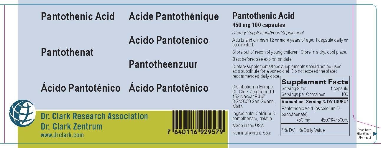 Pantothenic Acid (Vitamin B5), 450 Mg, 100 Capsules