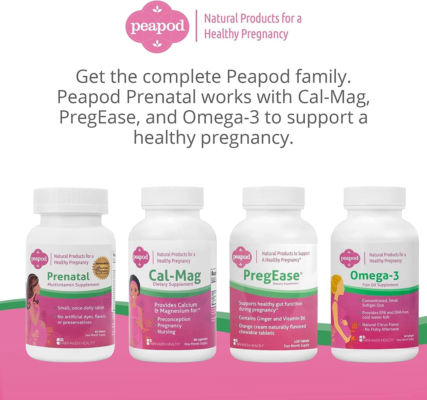 Peapod Prenatal Multivitamins, Essential for Women Trying to Conceive to Support Pregnancy  Baby Health, Includes Iron, Vitamin C and Folic Acid, Take Daily, Easy to Swallow Pill (2 Month Supply)