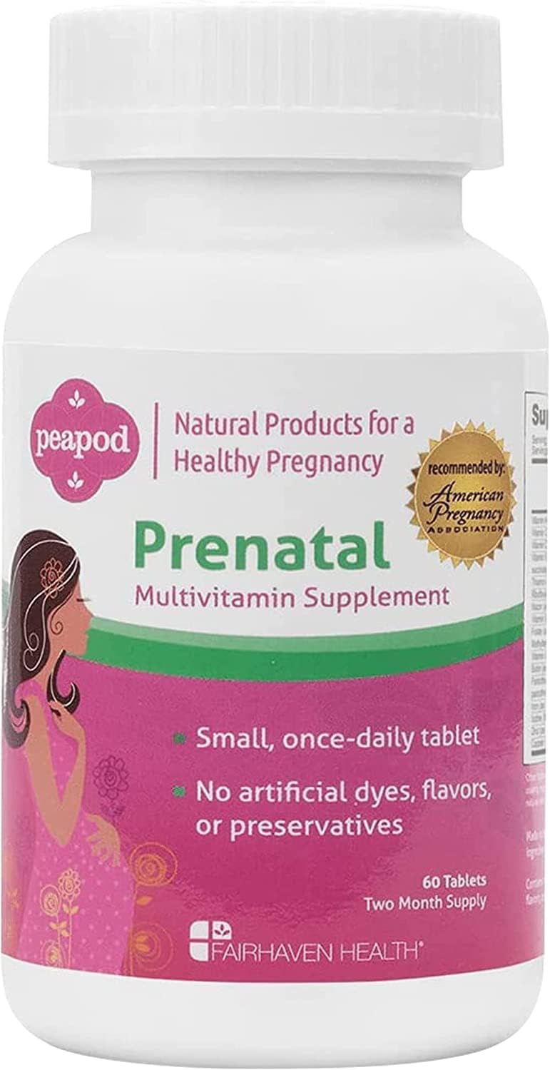 Peapod Prenatal Multivitamins, Essential for Women Trying to Conceive to Support Pregnancy  Baby Health, Includes Iron, Vitamin C and Folic Acid, Take Daily, Easy to Swallow Pill (2 Month Supply)