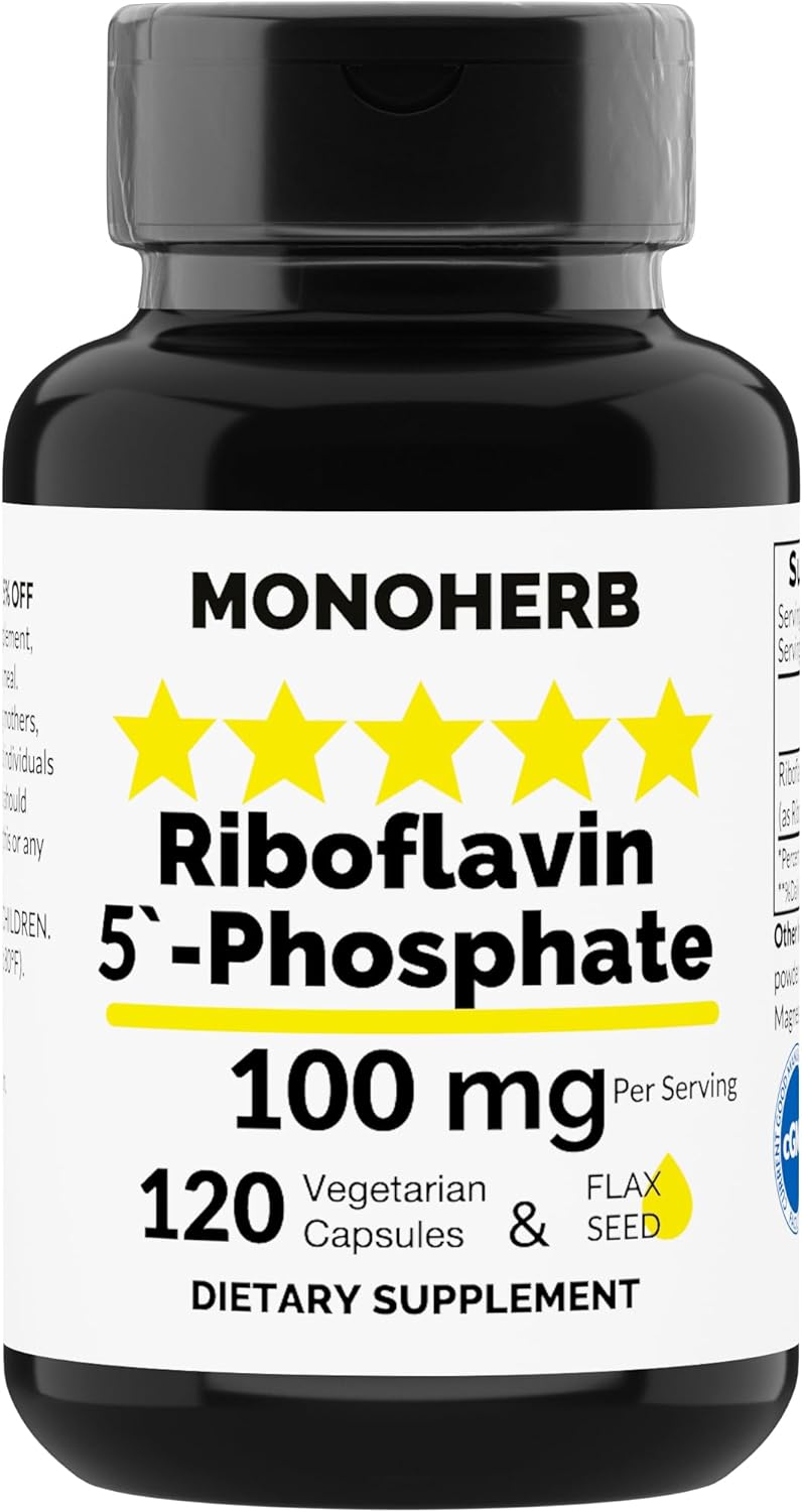 Riboflavin 5-Phosphate 100 mg - 120 Vegetarian Capsules - Bioactive Vitamin B2