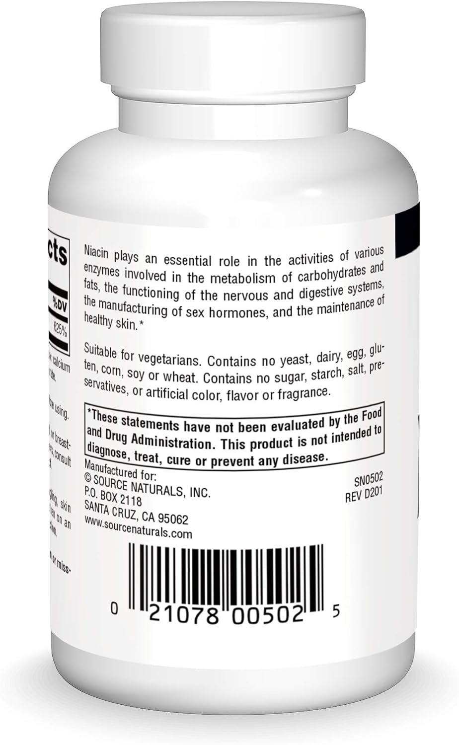 Source Naturals Niacin 100 mg Vitamin B-3, Non-GMO - 250 Tablets