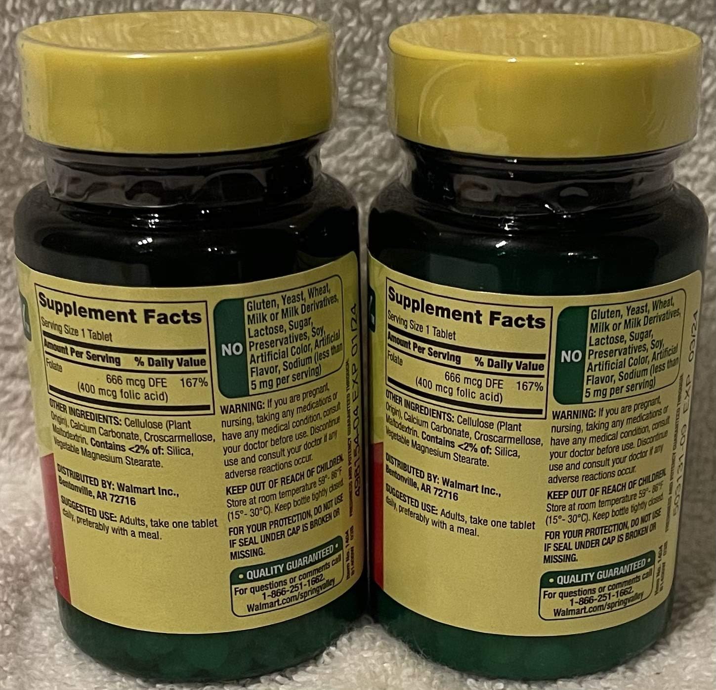 Spring Valley - Folic Acid 400 Mcg, 250 Tablets (2 Pack)