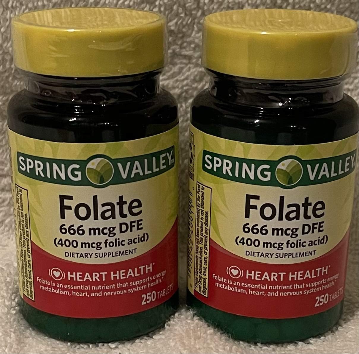 Spring Valley - Folic Acid 400 Mcg, 250 Tablets (2 Pack)