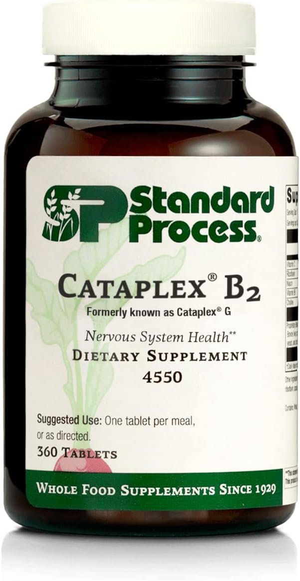 Standard Process Cataplex B2 - Whole Food Nervous System Supplements, Metabolism, Brain Supplement and Liver Support with Calcium Lactate, Riboflavin, Wheat Germ, Choline and More - 90 Tablets