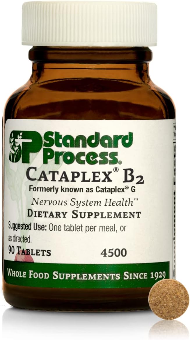 Standard Process Cataplex B2 - Whole Food Nervous System Supplements, Metabolism, Brain Supplement and Liver Support with Calcium Lactate, Riboflavin, Wheat Germ, Choline and More - 90 Tablets