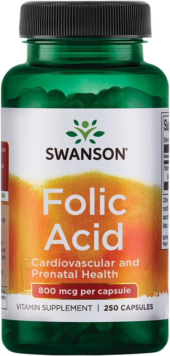 Swanson Folic Acid 800 mcg (1Vitamin 335 mcg Dfe Folate) 250 Capsules