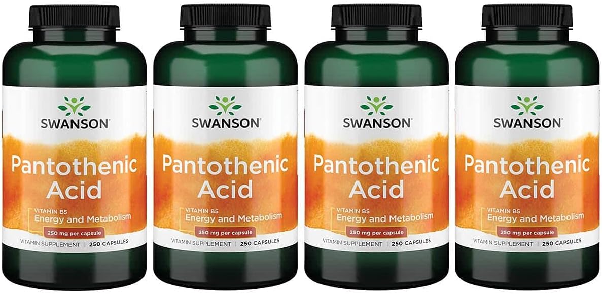 Swanson Pantothenic Acid (Vitamin B-5) Energy Metabolism Nerve Function Support 250 mg 250 Capsules