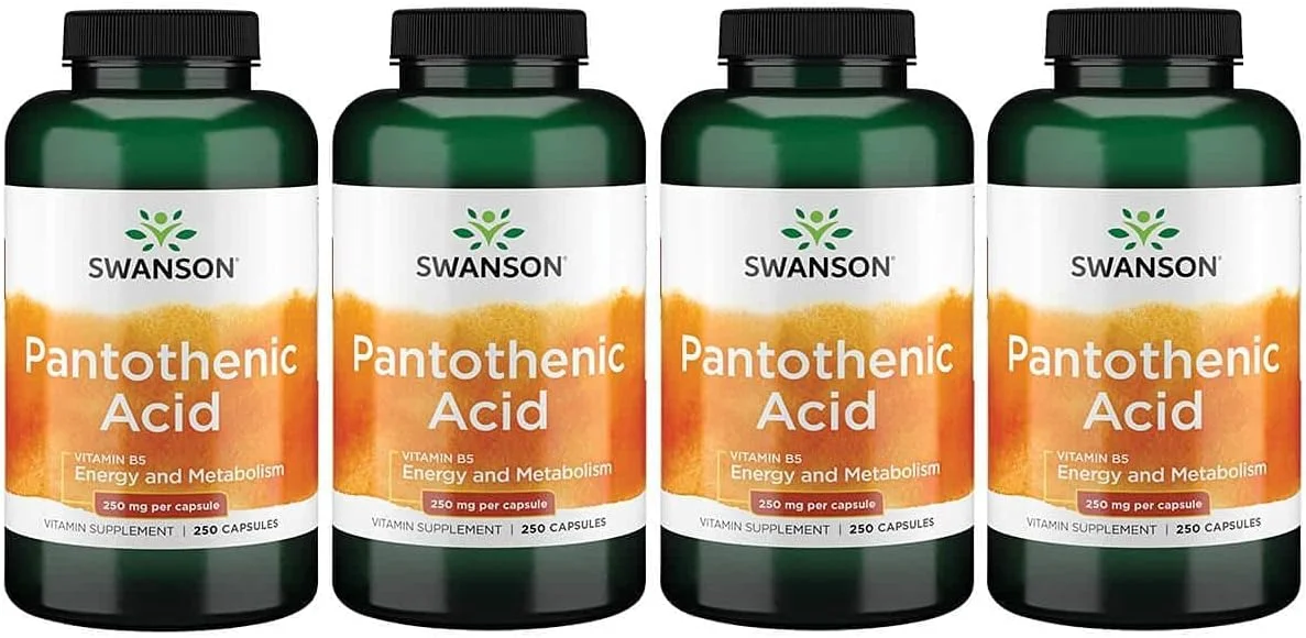 Swanson Pantothenic Acid (Vitamin B-5) Energy Metabolism Nerve Function Support 250 mg 250 Capsules