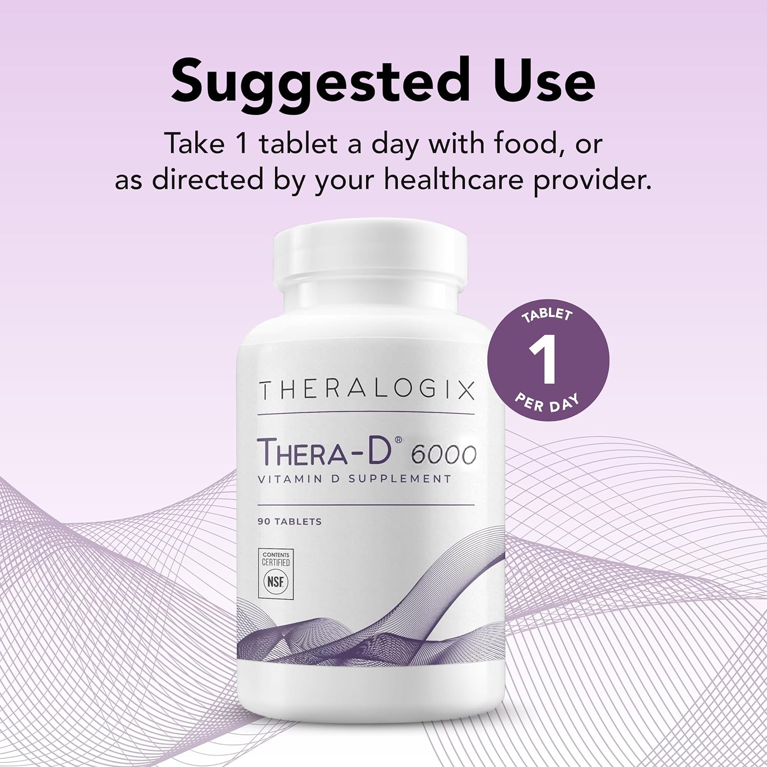 Theralogix Thera-D 6000 Vitamin D Supplement - 6,000 IU (150 mcg) Vitamin D3 Tablets - 90-Day Supply - Immune Support Supplement for Women  Men - Aids Bone  Heart Health - NSF Certified - 90 Tablets
