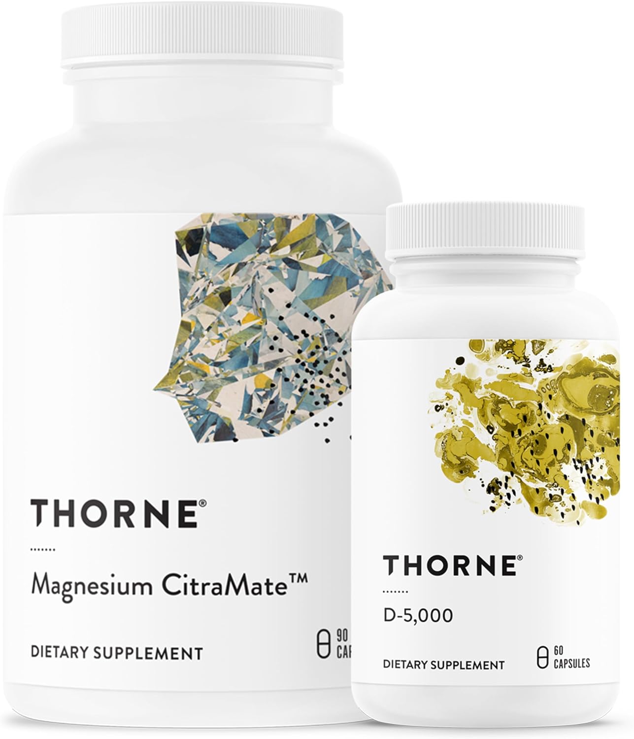 THORNE Magnesium CitraMate  Vitamin D-5000 Duo - Heart, Bones, Muscles - 60 to 90 Servings