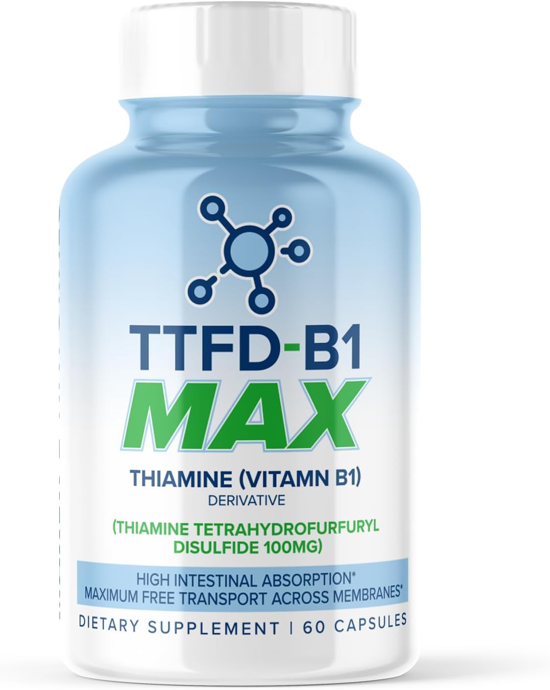 TTFD - B1 Max - Thiamine Vitamin B1 TTFD - 100mg - (Thiamine Tetrahydrofurfuryl Disulfide) Thiamine MAX, 60 Capsules by MAXLIFE NATURALS.