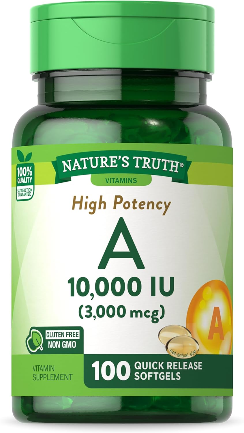 Vitamin A 10000 IU Softgels | 100 Count | Non-GMO, Gluten Free Supplement | by Natures Truth
