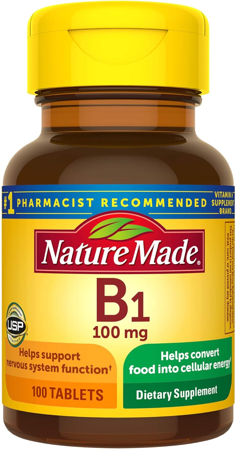 Vitamin B1 100 mg Tablets, 100 Count for Metabolic Health